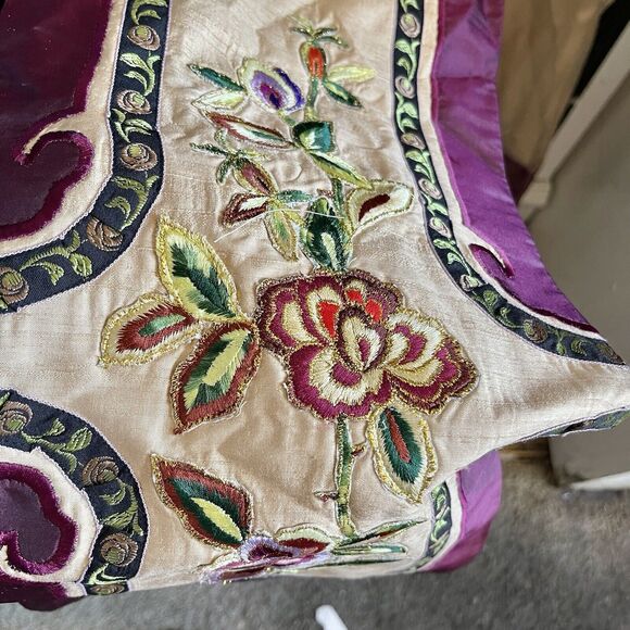 Silk Box Womens Skirt Size 4 Embroidered 100% Silk Midi Button Floral Zipper - Picture 6 of 16